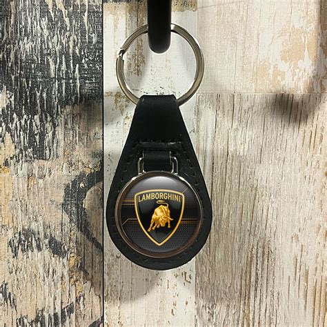 Lamborghini Key Fob Leather Black Yellow Futuristic Design | Keychains ...