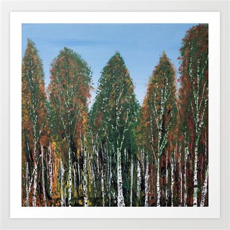 Birch Tree Forest Original Painting Art Print by GitikaArt | Society6