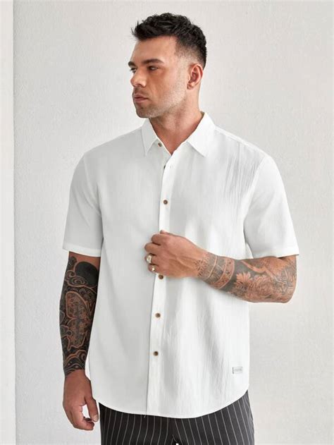 Manfinity Homme Men Solid Button Front Shirt Shein Usa