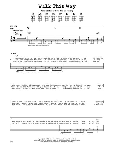 Walk This Way by Aerosmith - Guitar Lead Sheet - Guitar Instructor