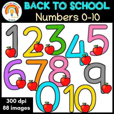 Numbers Clip Art | Numbers 0-10 Cliparts | Back to School Numbers ...