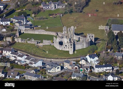 An aerial view of Newcastle Castle, Bridgend, South Wales Stock Photo - Alamy