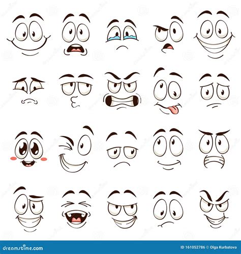 Cartoon Faces. Caricature Comic Emotions with Different Expressions ...