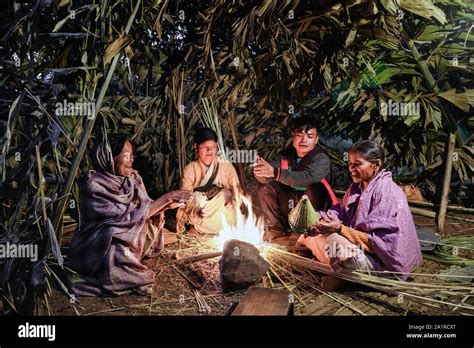 Wicker Weaving Baskets Of Bamboo In Khrang Village Khasi Hills