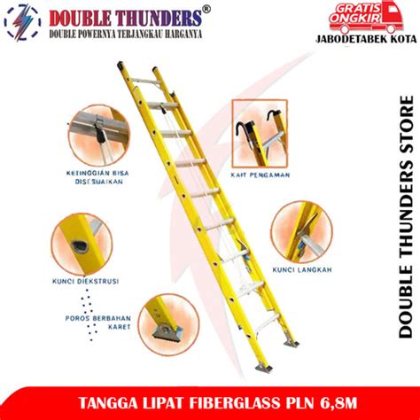 Promo Tangga Lipat Fiberglass PLN 6 8 Mtr Double Thunders DT FL212