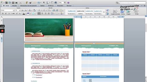 Ejemplo Plantilla WORD preparada para maquetar la programación