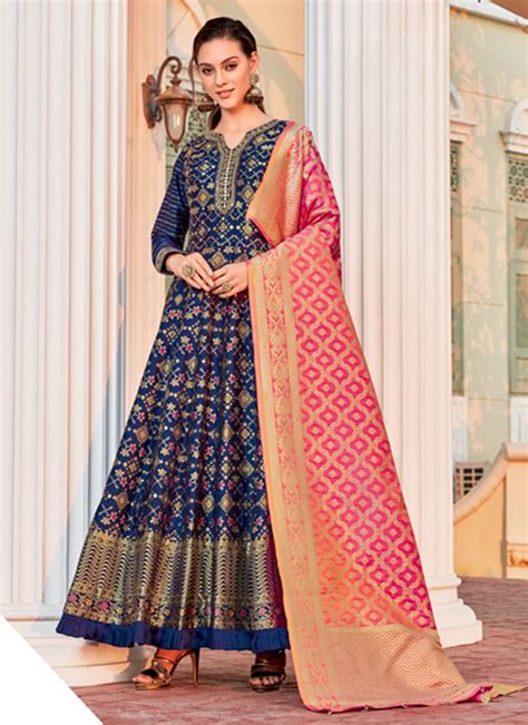 Virasat Sparsh Bandhej Silk Pure Jacquard Party Wear Exclusive Gowns