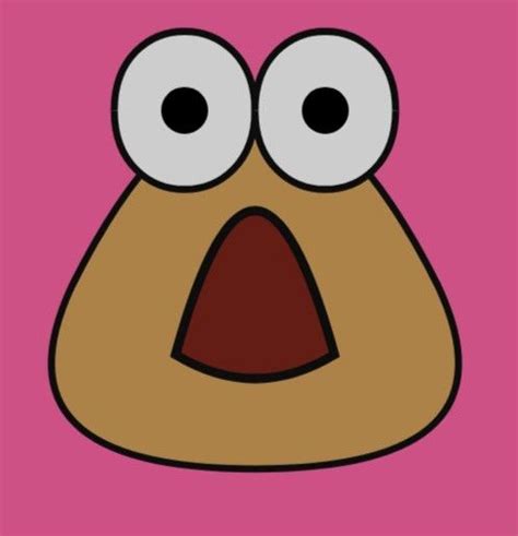 A Cartoon Face With Big Eyes On A Pink Background