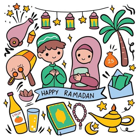 Premium Vector Ramadan Kareem Hand Drawn Doodle Element