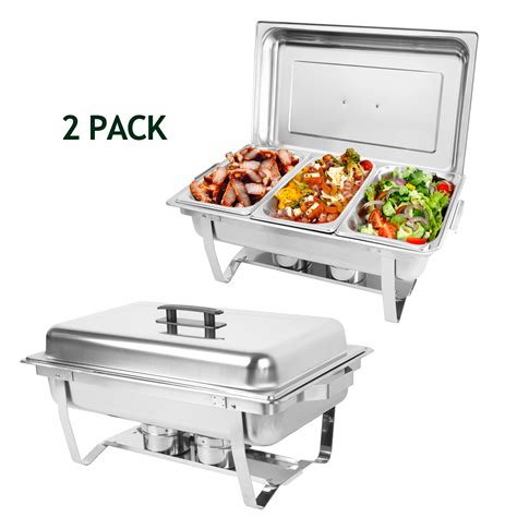 Vevor Chafing Dish 2 Packs 8 Quart Stainless Steel Chafing Dish Buffet Set 2 Rectangular Chafers