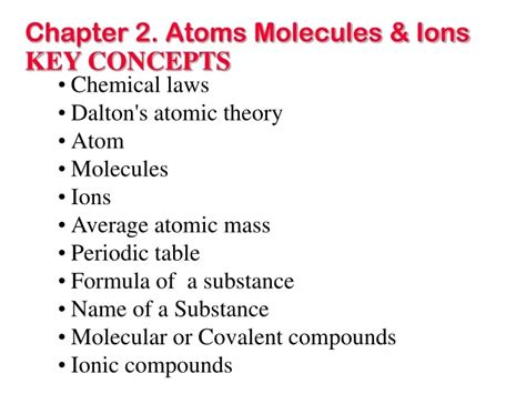 Ppt Chapter 2 Atoms Molecules And Ions Key Concepts Powerpoint