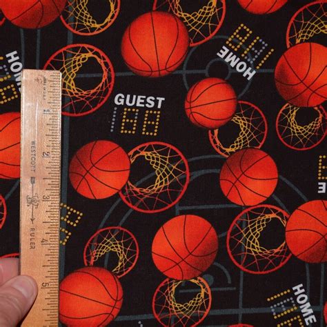 Basketball Fabric By The Half Yard Sports Theme Fabric David Etsy