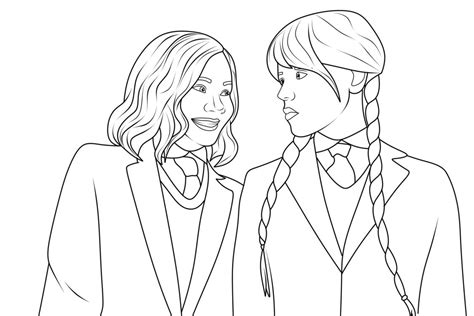 Printable Wednesday Addams Coloring Page Coloring Nation