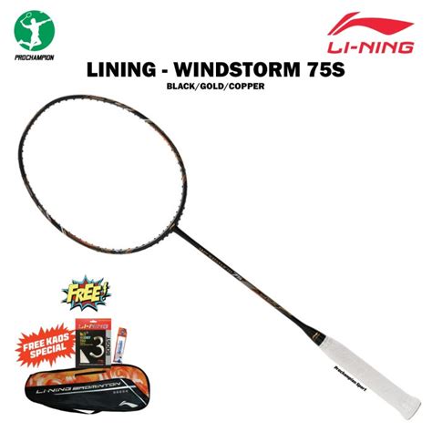 Jual Raket Badminton Original Lining Windstorm Ws S S Black Gold