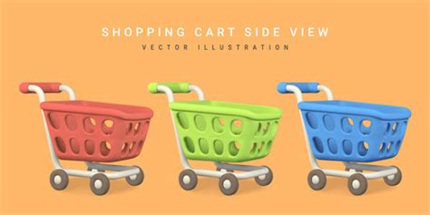 D Empty Yellow Shopping Cart Concept Royalty Free Vector