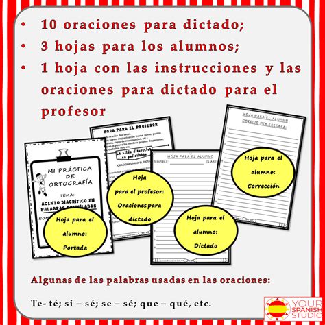 Spanish Spelling Dictation No Prep Set 12 Acento Diacrítico En