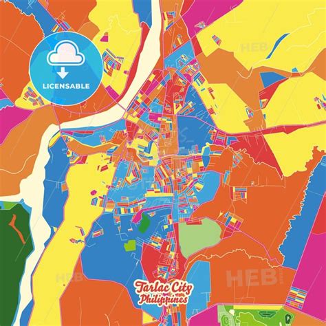 Tarlac City, Tarlac, Philippines Crazy Colorful Map Print Template ...