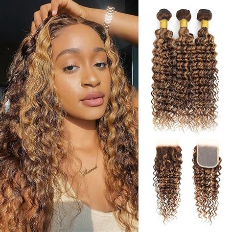 Amazon Auroo Honey Blonde Highlight Brazilian Deep Wave Human