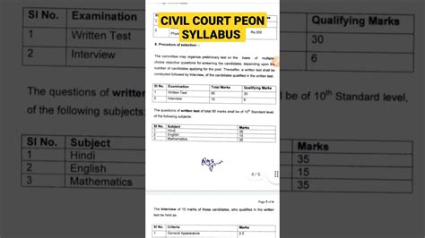 Civil Court Peon Syllabus Youtube