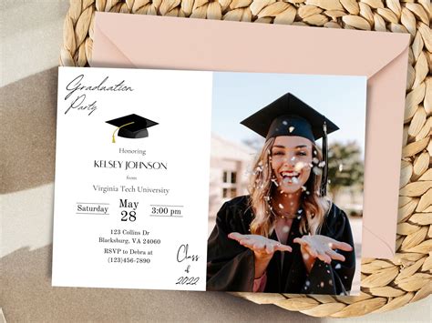 Graduation Party Photo Invitation Template College - Etsy