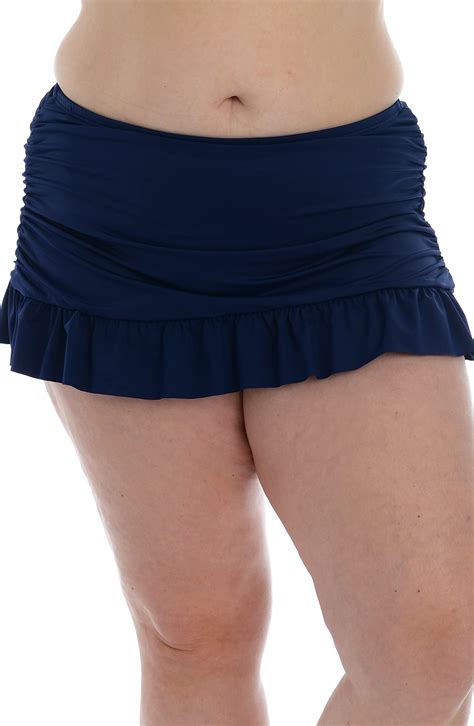 La Blanca Island Goddess Skirted Ruffle Hipster Bikini Bottom Indigo