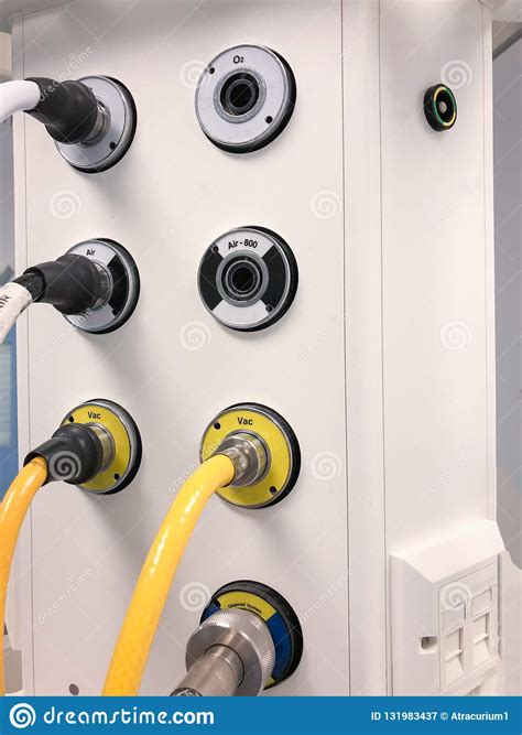 Medical Gas Supply Connectors To Piped Gas Lines Stock Image Image