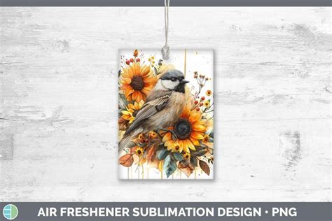 Autumn Sunflowers Chickadee Air Freshener Sublimation Car Fr