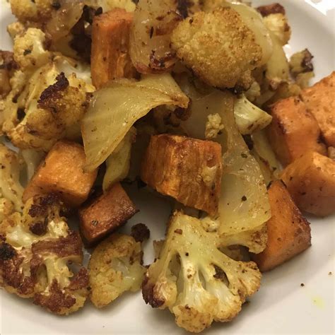 Roasted Curry Spiced Sweet Potatoes And Cauliflower Recipe