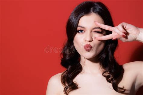 Girl Showing Tongue Woman Emotions Sensual Female Portrait Isolated