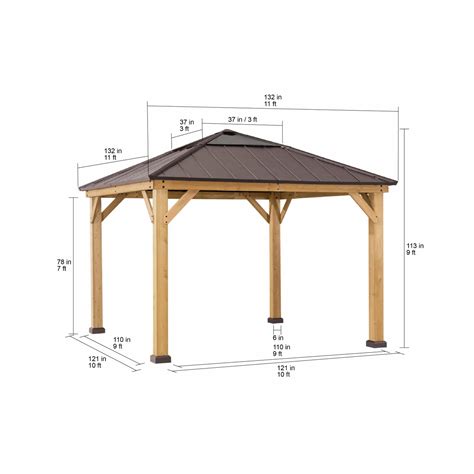 Free Shipping Sunjoy Aleah Outdoor Patio 11 Ft X 11 Ft Cedar Framed Gazebo With Brown Steel