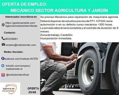 Oferta de Empleo Mecánicos Instituto INTER