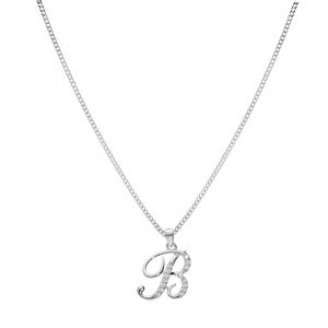 Collier avec pendentif en argent rhodié initiale B majuscule avec