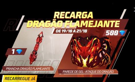 Recarga Free Fire Dragão Flamejante já está disponível uma nova de