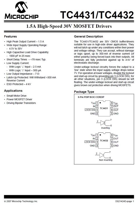 A High Speed V Mosfet Driver Inverting P Smd Tc Coa