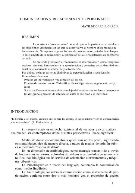 Comunicacion Y Relaciones Interpersonales Resumen