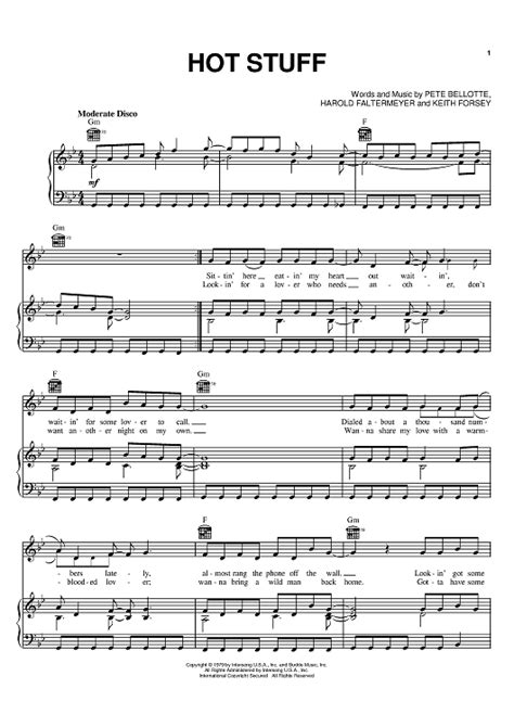 Buy Hot Stuff Sheet Music By Donna Summer For Pianovocalchords