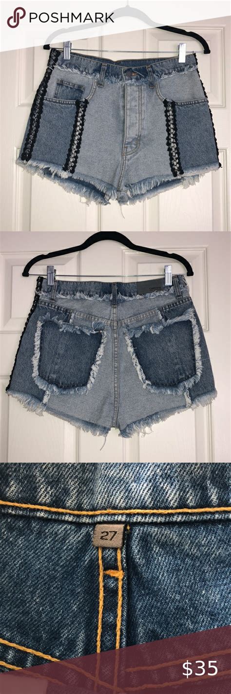 LF Carmar LA Mutli Denim Chain Mid Rise Shorts Distressed High