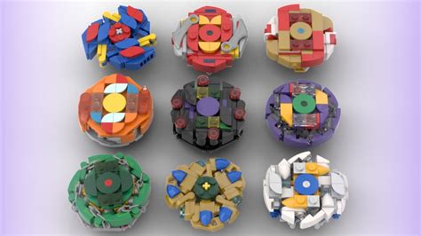 Building Every Brickbeyz Bz 01 Bz 09 Lego Beyblade Timelapse Youtube