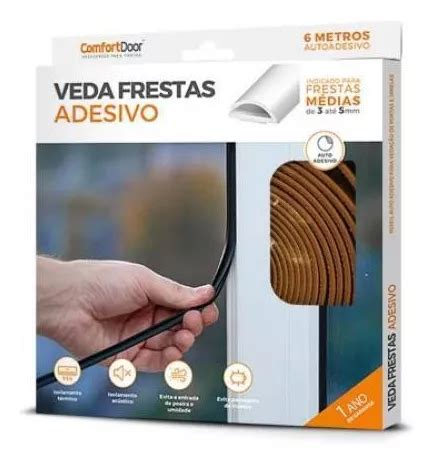 Veda Frestas Comfortdoor 6 Metros 4x8mm Porta Janela Marrom Frete grátis