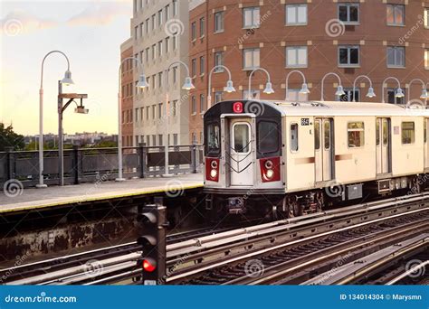 New York Subway Train Arrives at the Station Editorial Stock Image ...