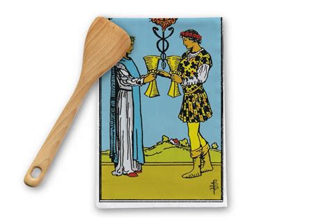 The Two Of Cups Tarot Card Tea Towel Goth Kitchen Decor Etsy