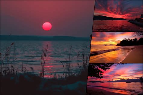 Red Sunset by the Sea Graphic by Background Graphics illustration ...