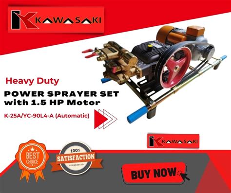 KAWASAKI POWER SPRAYER SET W 1 5HP MOTOR K 25A YC 90L A AUTOMATIC