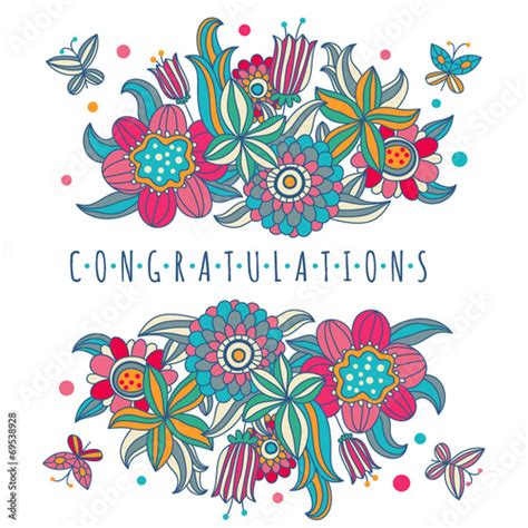 Vector Floral Congratulation Card Stock Vector Adobe Stock