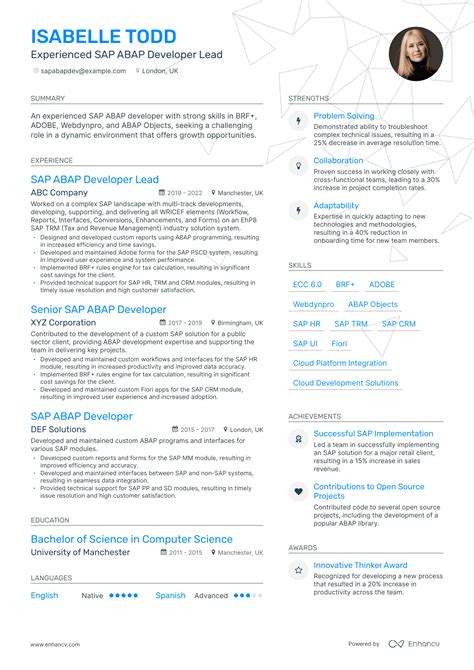 5 Sap Abap Developer Resume Examples And Guide For 2024