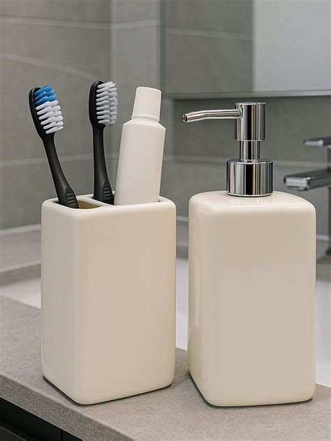 Coisas De Banheiro Com A Letra M - Kit Acessórios De Banheiro Lavabo 2 Peças Cerâmica Porta Escova e Porta ...