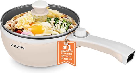 Dezin Hot Pot Electric Upgraded Non Stick Sauté Pan Rapid Noodles Electric Pot 1 5L Mini