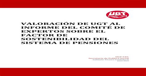 Valoraci N De Ugt Al Informe Del Comit De Expertos Portal Ugt Org