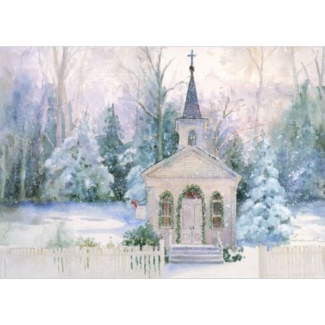 Lpg Greetings Church In Winter Glitter Embellished Christmas Cards