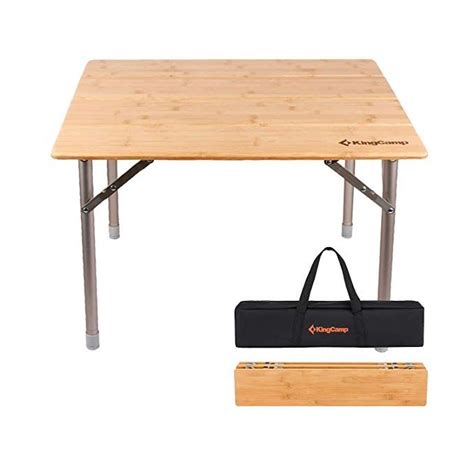 Amazon Kingcamp Bamboo Folding Table With Carry Bag Fold Heavy